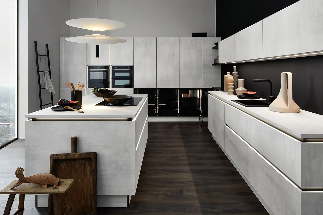 STONE Concrete white kitchen by Nolte
